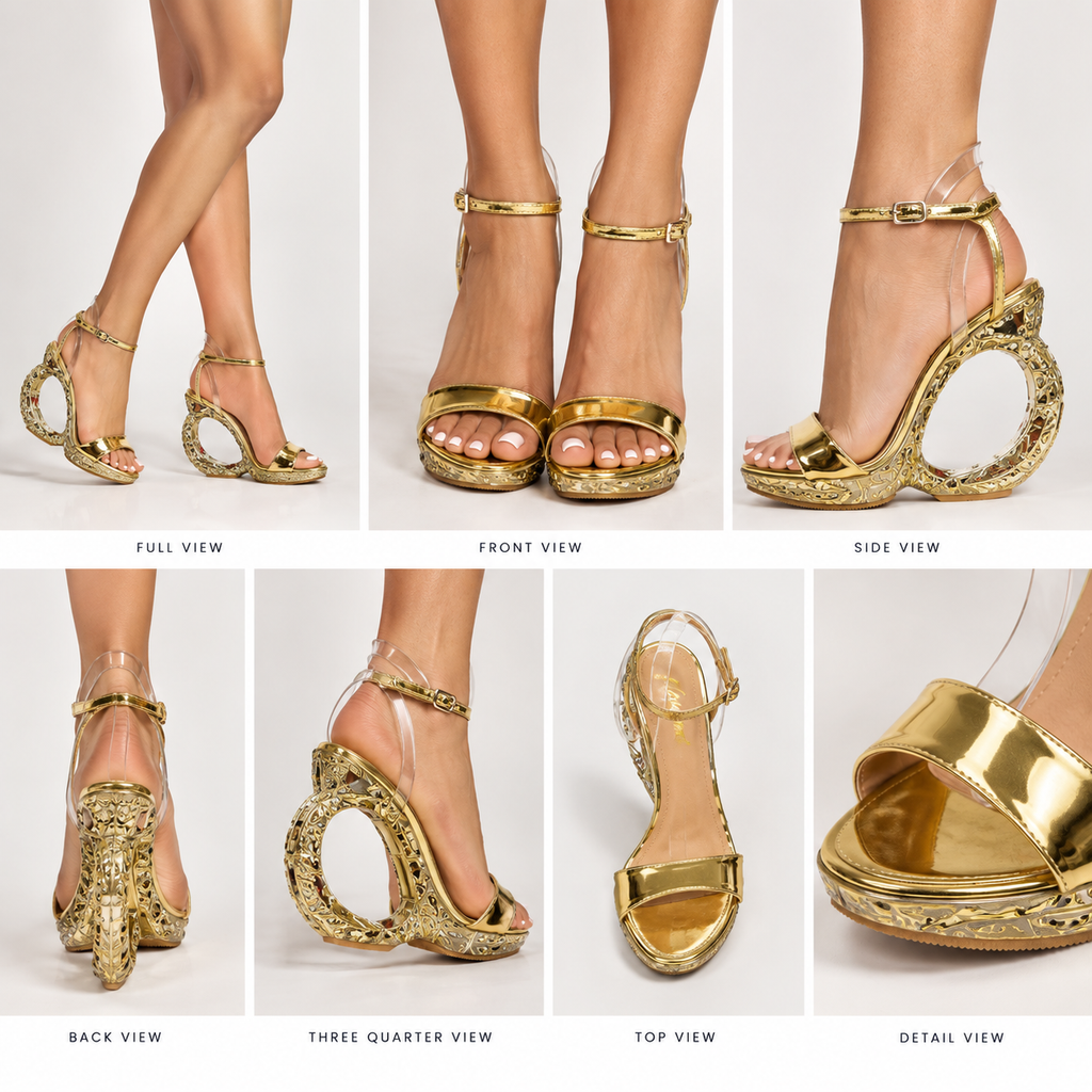 LILIANA Metallic Ankle-Strap Heeled Sandal Zillie-1