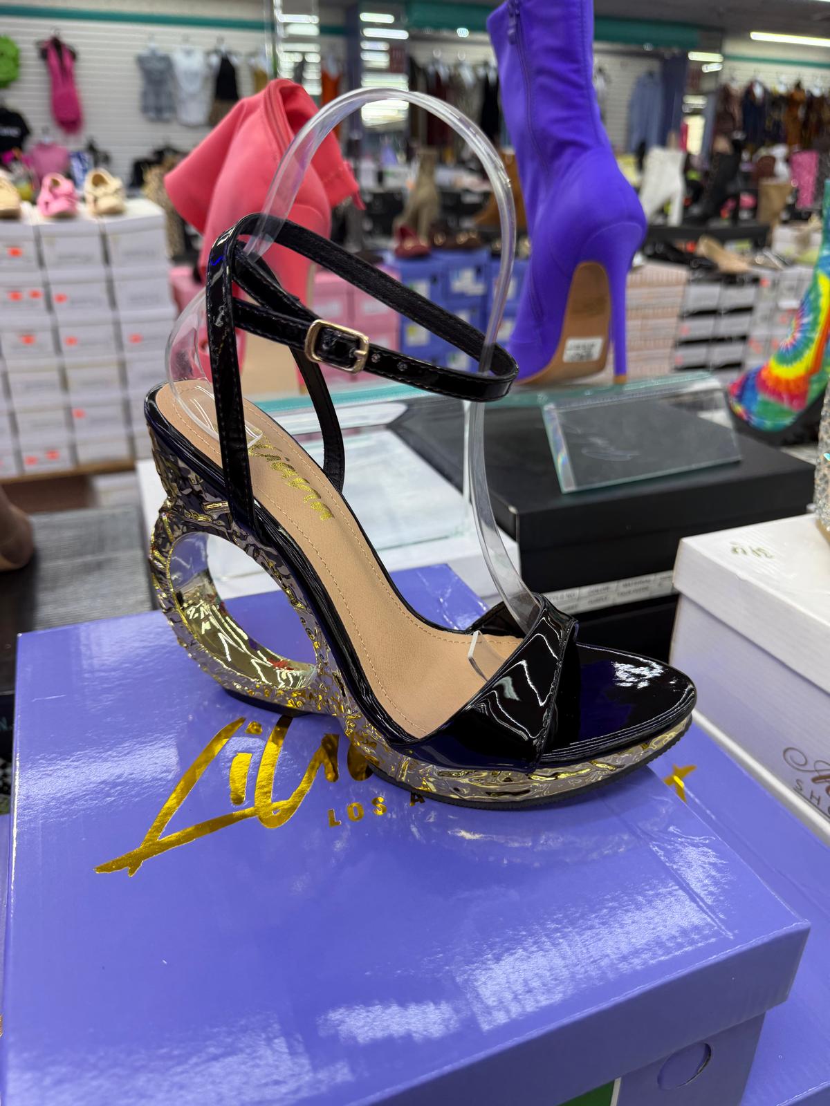 LILIANA Metallic Ankle-Strap Heeled Sandal Zillie-1
