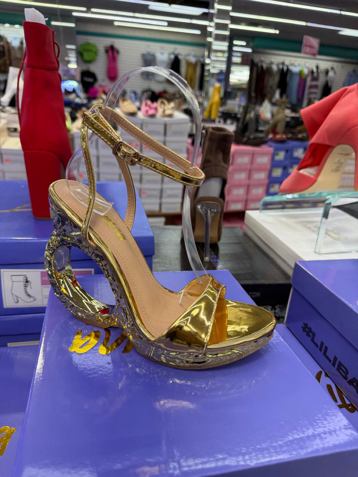 LILIANA Metallic Ankle-Strap Heeled Sandal Zillie-1