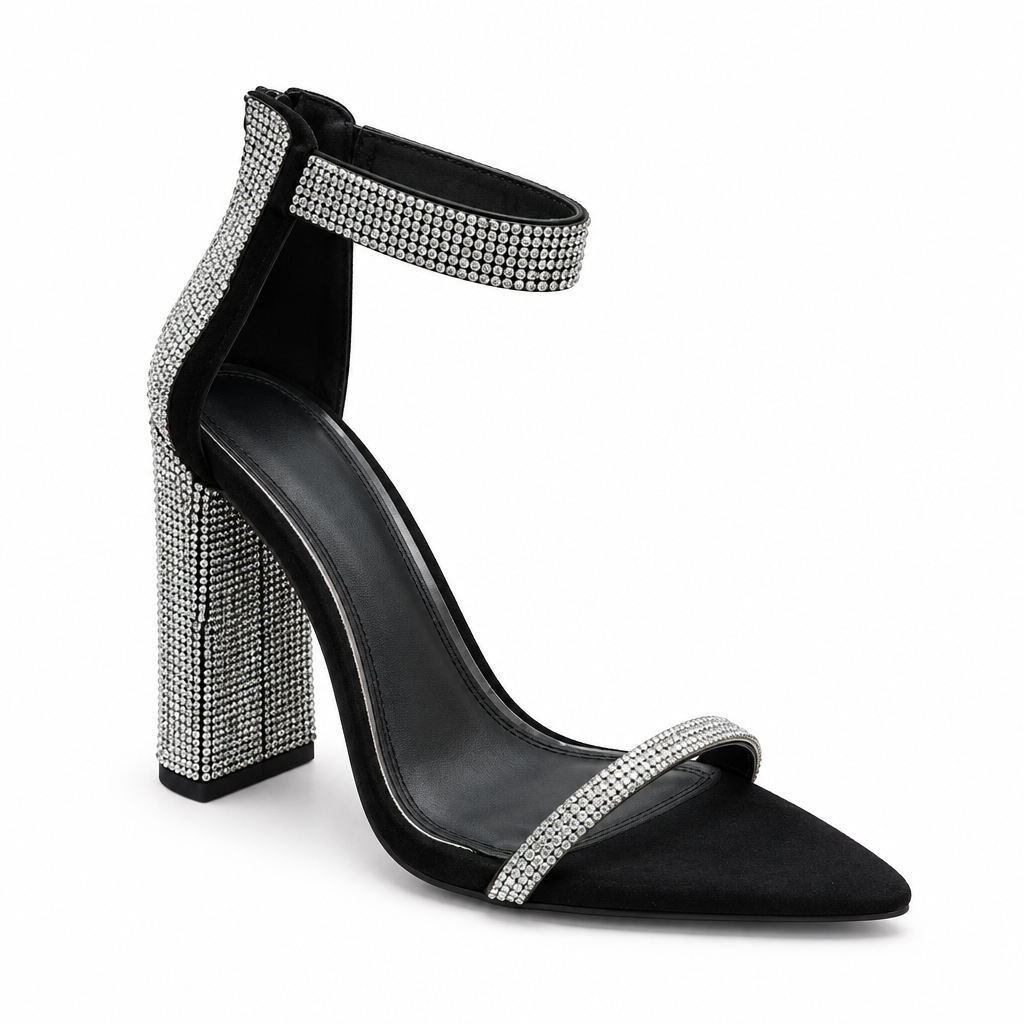 Black shoe, angled product view