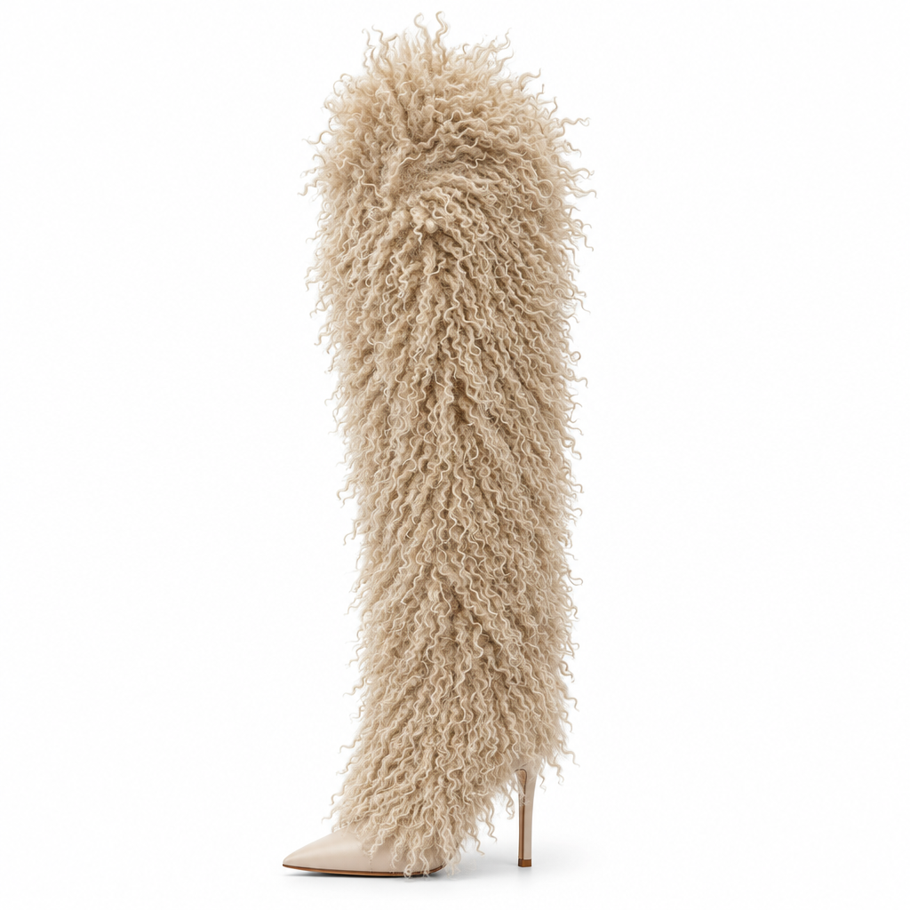 Nude shaggy boot product photo